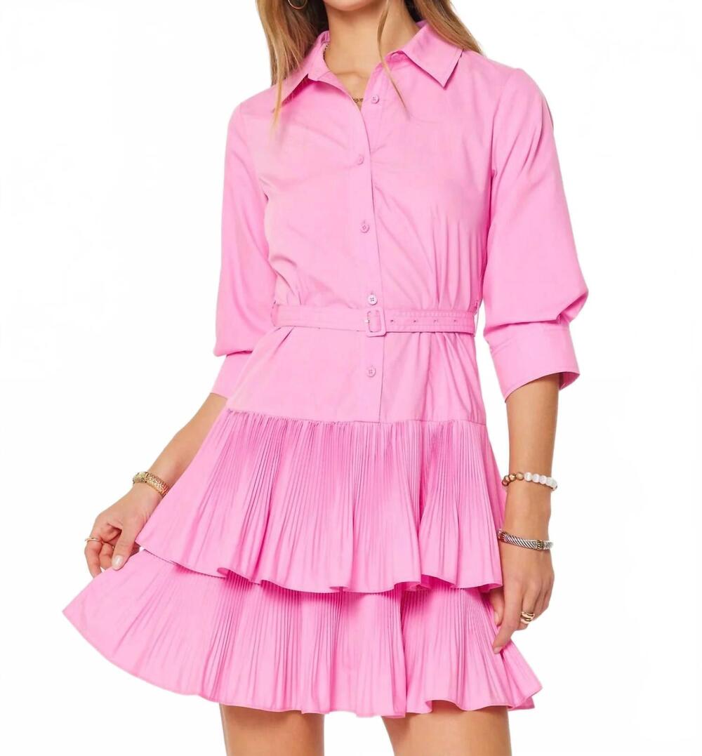 NEW CURRENT AIR tiered shirt dress in pretty in pink